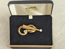 Free Form DECO MOD Style Brooch CZ Gold EP OUR SECRET JEWELERS Beverly Hills