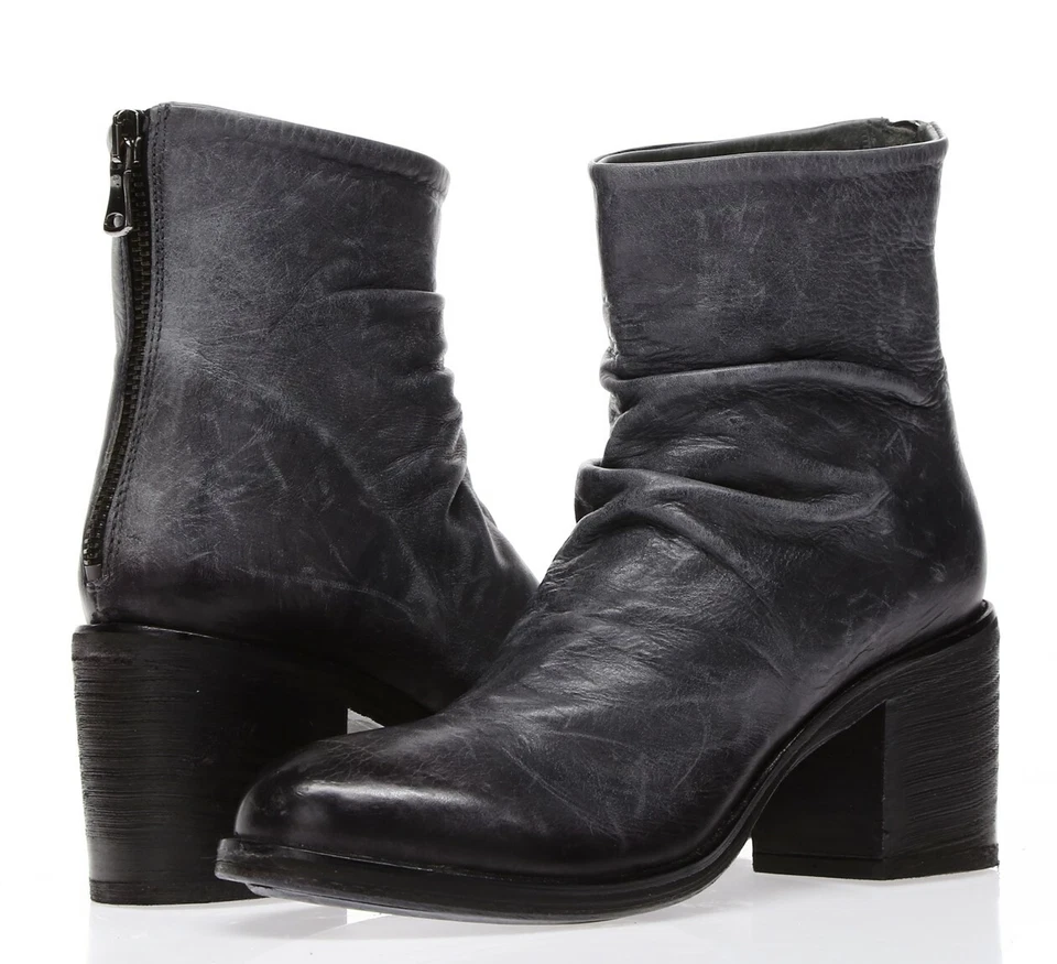 Botines Kelsi Dagger Brooklyn para mujer con tacón de cuero negro desteñido talla 35,5 Foto 2 de 4