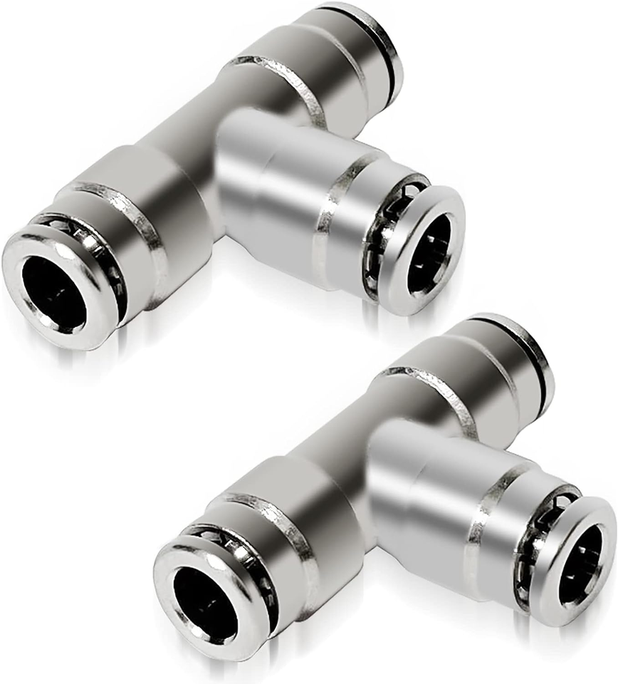 Brass 1/4" Tube OD 3 Way Union Tee Air Fittings Push to Connect Tube