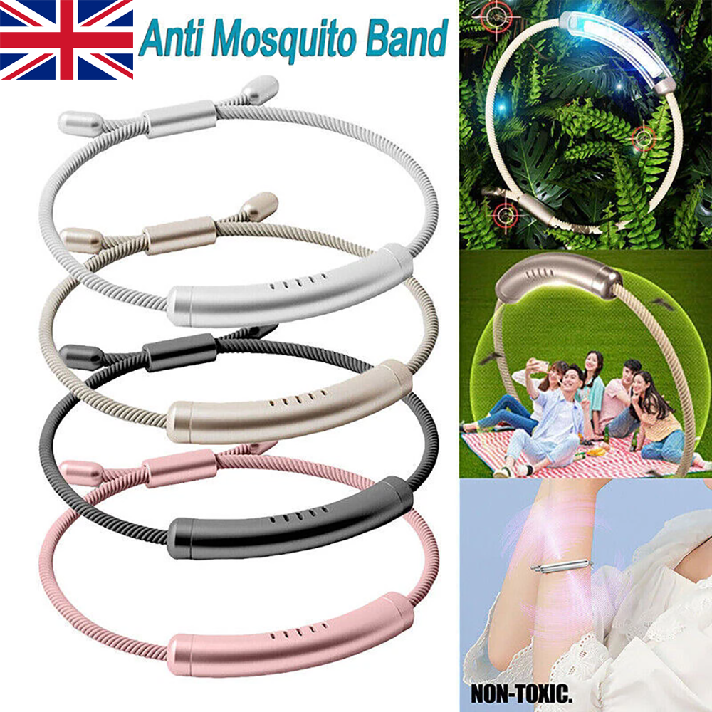 Mosquito Repellent Bracelet – 6 Refills Included, DEET-Free, Adjustable Silicone Band For Adults (Black)