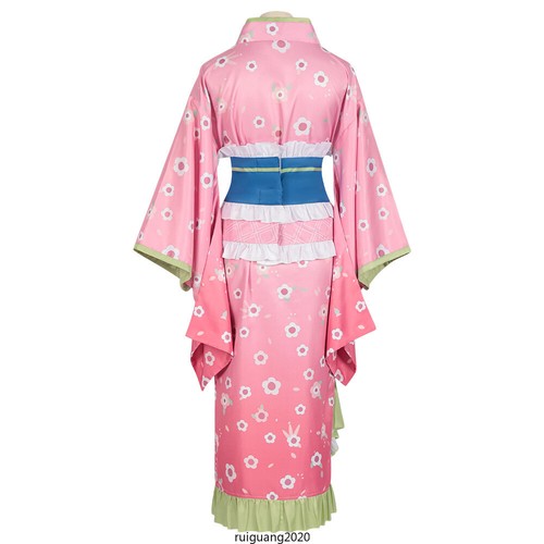 Anime Kimetsu no Yaiba Kanroji Mitsuri Cosplay Kimono Dress Halloween Outfits - Picture 4 of 11