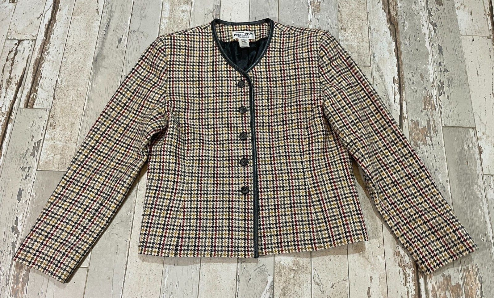 Pendleton Suit Jacket Blazer Houndstooth 100% Vir… - image 11
