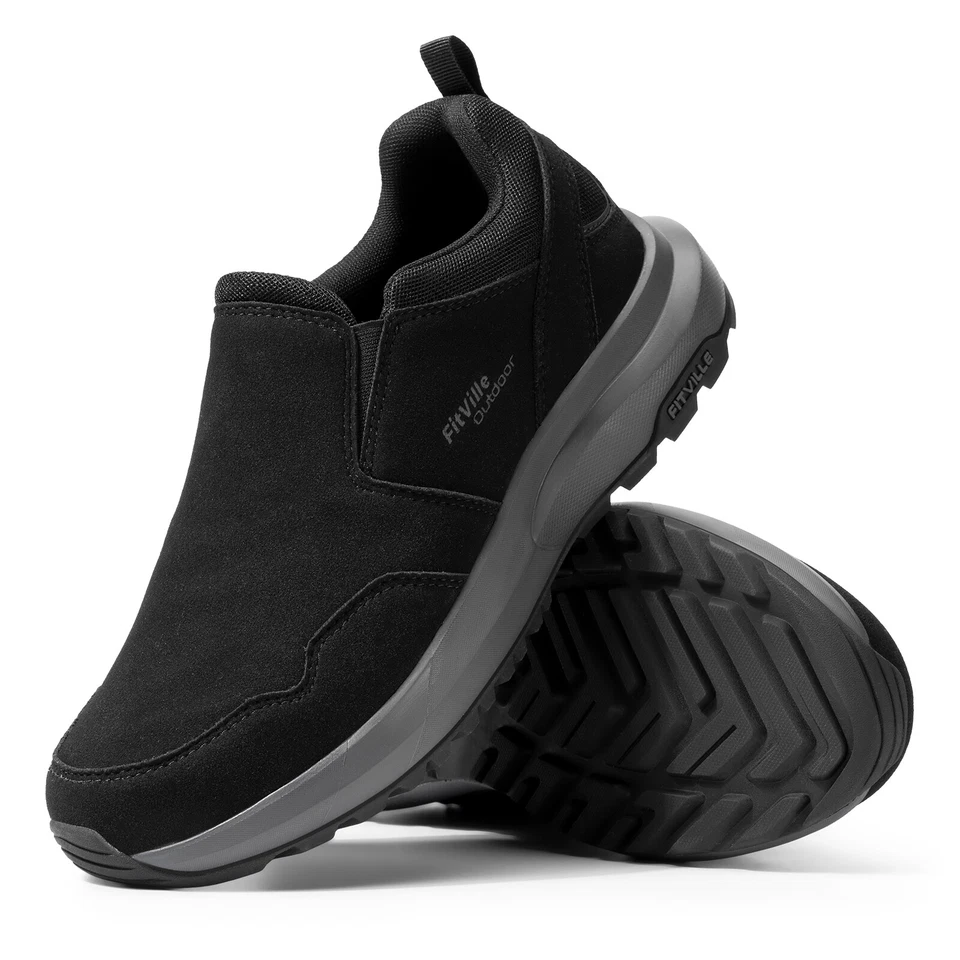 Tênis FitVille masculino largo slip on caminhada trekking trilhas tênis ao ar livre - Imagem 2 de 4