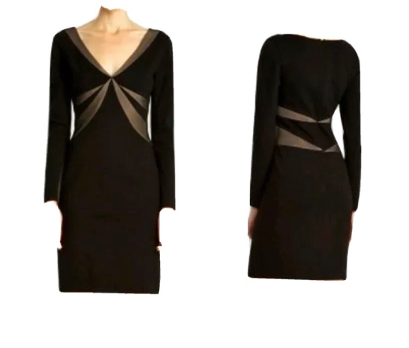 knee length dresses for ladies BCBGMAXAZRIA Black Solace Ruffle Sleeve Dress – Runway Catalog main image 1