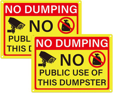 2 Pack No Dumping Signs 10 x 7 inch Reflective Aluminum No Public Use of Dumpste