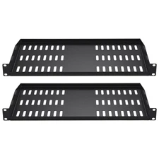 2PCS 1U Server Rack Shelf, 10"/254 mm Depth, 50 lbs Max Load Capacity Vented Can