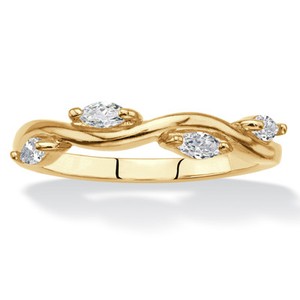 Authentic .40 Cttw. 18k Gold-Plated Marquise-Cut Cubic Zirconia Vine Ring