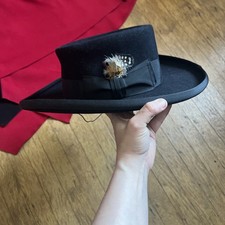100% Czech Rabbit Felt Black Made in USA Wide Brim Feather Accent Cordovan