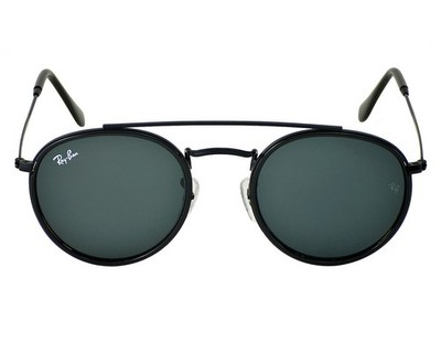 Ray-Ban Sunglasses RB3647N Round Double Bridge Black Frame Blue Grey Lens 51mm