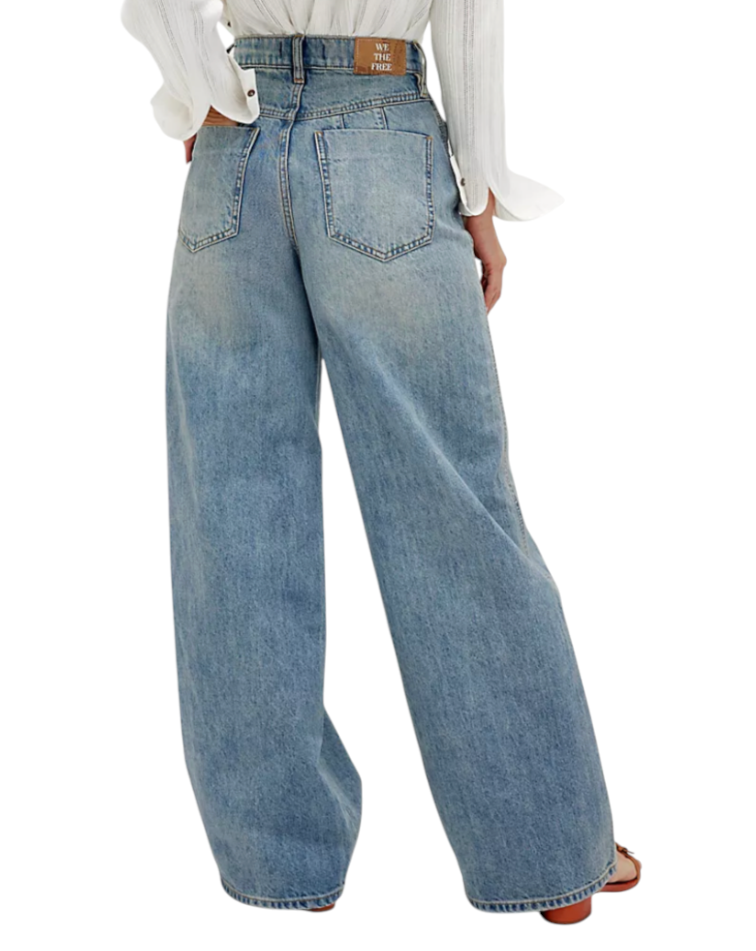 WE THE FREE PEOPLE Crvy Vintage High Rise Flare Jeans LIGHT STONEWASH Stretch 29