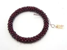 Vtg. Bohemian Garnet Bead Rope Costume Jewelry Bangle Bracelet Art Deco - 06