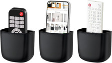 Wall Mount Remote Holder Adhesive TV Fan Phone Organizer Bedside Caddy Black