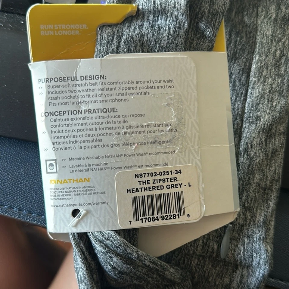 Cinturón de running con cremallera gris jaspeado talla L nuevo con etiquetas Foto 3 de 4