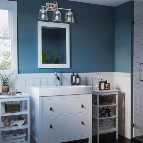 Quoizel Nicholas 22" Wide Brushed Nickel 3-Light Bath Light - Picture 4 of 8