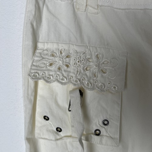 YES Jeans Y2K Vintage Cargo Floral Embroidered White Pants Girls Size 16 - Picture 3 of 7