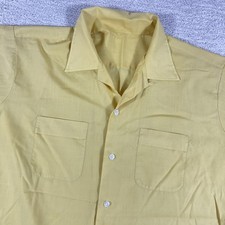 Vintage 60's/70's Camp Shirt Mens XL Yellow Gold Loop Collar Rockabilly Button