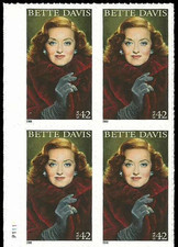 US Bette Davis Legends of Hollywood 42c Stamp Plate Block of 4 Scott #4350
