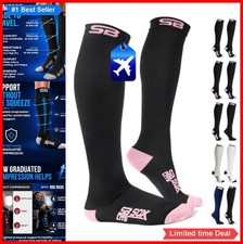 Compression Socks 15-20 mmHg 80% Nylon 20% Spandex Black Pink S/M Travel Flying