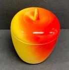 Hazel Atlas Apple Jam Jar Milk Glass Lidded Kitchen Jelly Excellent Vintage