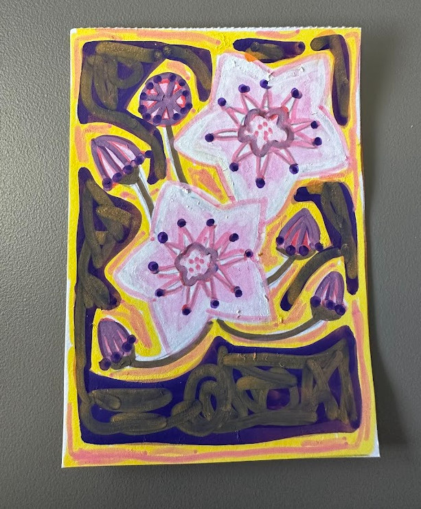 ACEO original art card Connecticut State Flower Mountain Laurel (7/50)