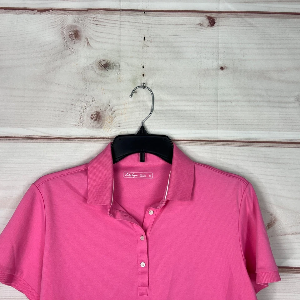 Lady Hagen Top Womens Medium Pink Short Sleeve Polo Shirt Golf Collar Solid - Image 2 of 4