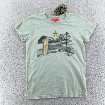 Juicy Couture Shirt Womens Petite Large Surf Car Graphic L Eau De Nil New USA