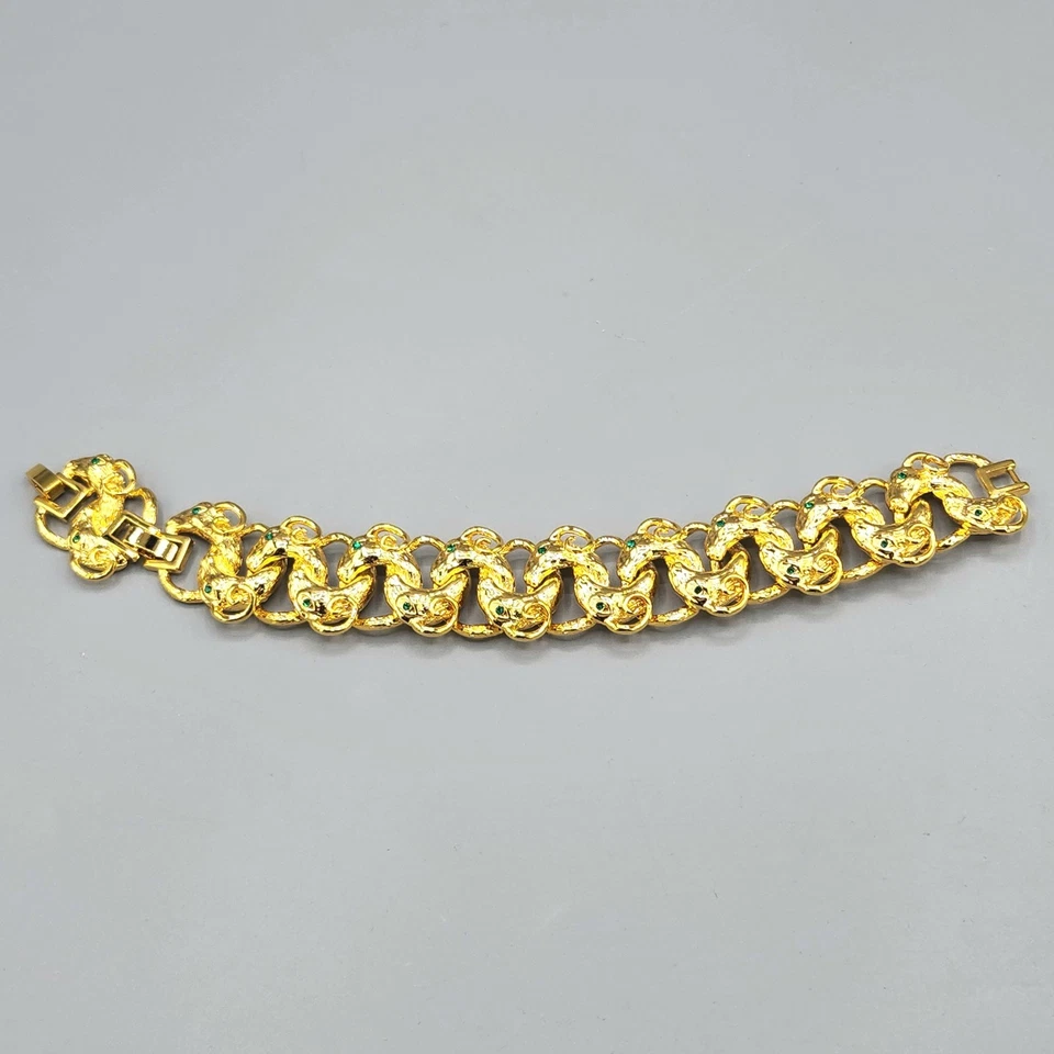 Camrose & Kross Jacqueline Kennedy JBK Faux Emerald Rams Head Bracelet 8.1" Foto 4 de 4