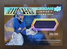 2021-22 UD Black Ukko-Pekka Luukkonen Obsidian Rookie Jersey Patch 100/399