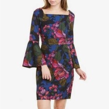 Trina Turk Miley 2 Bell Sleeve Astors Garden Scuba Colorful Floral Dress Size 8