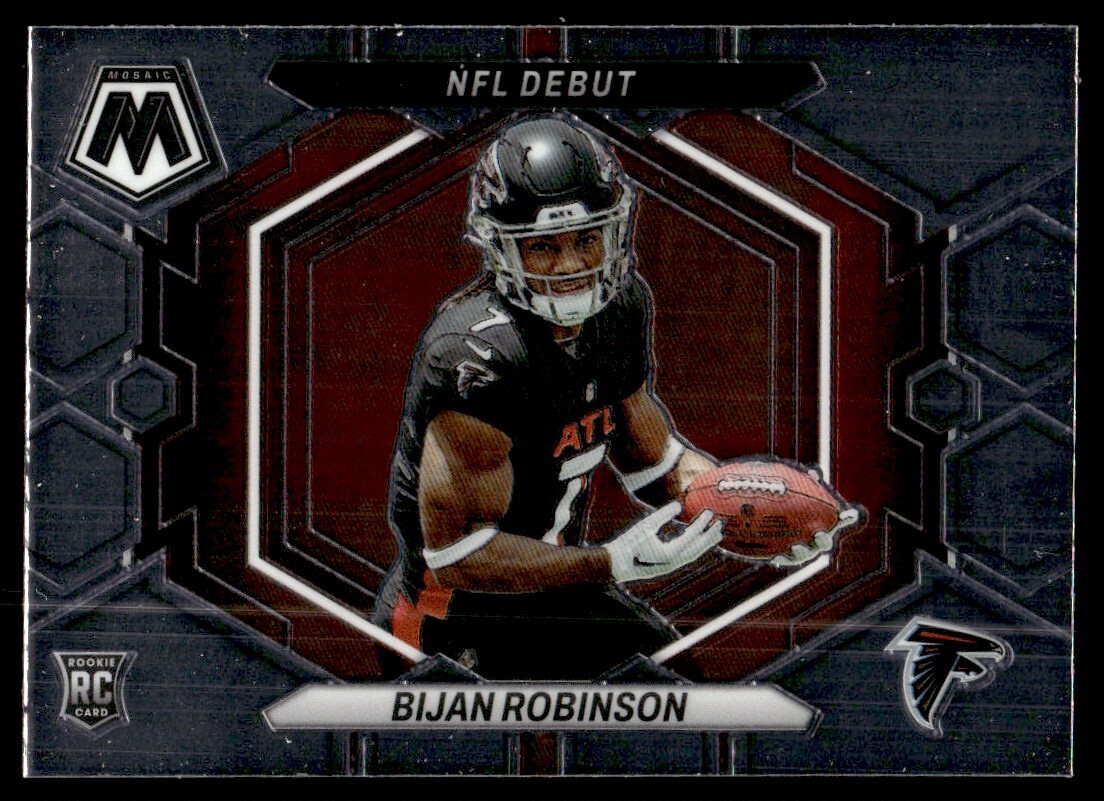 Bijan Robinson Rookie NFL Debut 2023 Panini Mosaic #ND-9 Card Atlanta Falcons