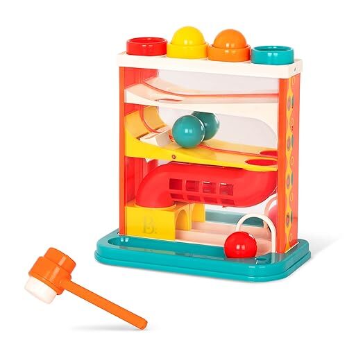 B. toys- Whacky Ball- Pounding Toy – 4 Colorful Balls & Hammer – Pound & Play...