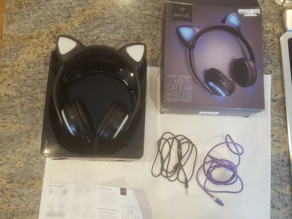 Iwave Headphones Color Changing Led Cat Ear Wireless Bluetooth