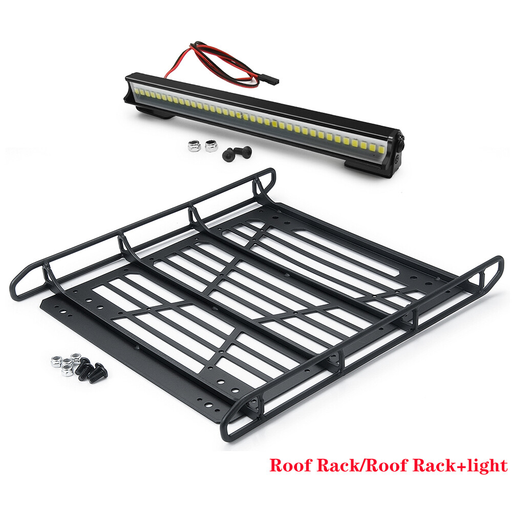 Roof Rack Luggage Carrier W/LED Light Bar for 1/10 RC SCX10III