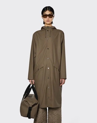 RAINS Longer Jacket in Wood Size XS