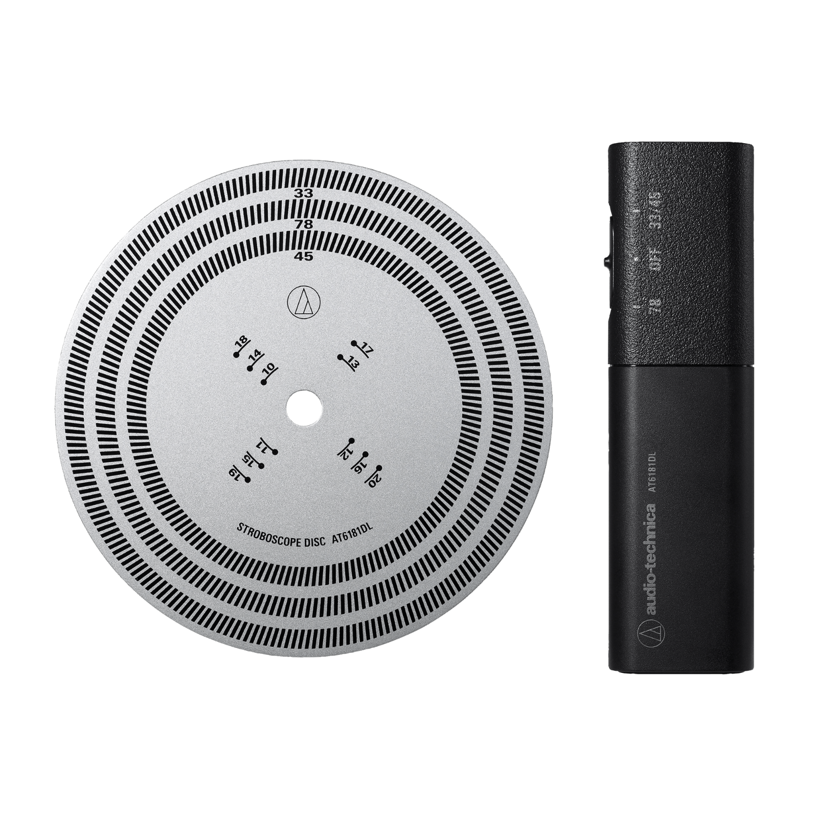 AUDIO TECHNICA STROBOSCOPE DISC AT6181DL & QUARTZ STROBE LIGHT