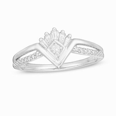 0.2Ct White Round CZ Wonder Woman Crown Engagement Ring 925 Sterling Silver