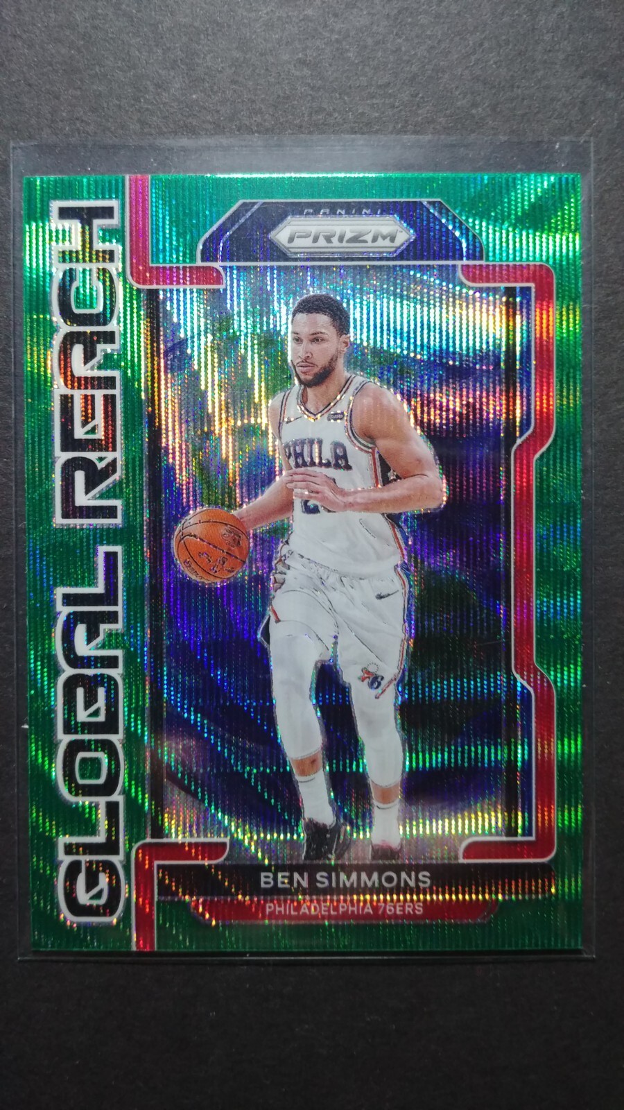 BEN SIMMONS 2021-22 Panini Prizm Global Reach Insert Green Wave Parallel #5 Nets