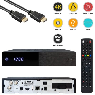 AB PULSe 4K UHD 2xDVB-S2X H.265 HDR10 PVR LAN E2 Linux Sat Receiver 500GB