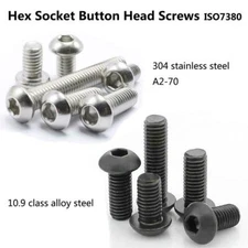 50/100pc M3 Hex Socket Cap Head Button Head Flat Head Pan Head Metric Screw Bolt