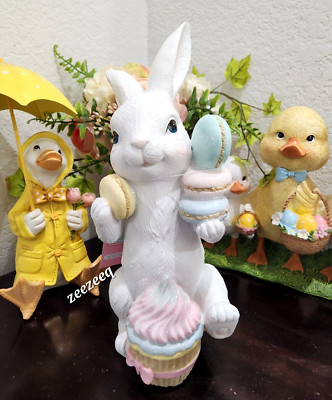 Sweet Treats Easter Bunny Ribbit Cucpake Macarons Figurine Figure 11.75''