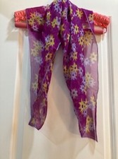 Vintage 1980 Purple lime periwinkle flower 31x31 chiffon scarf