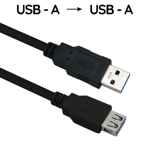 USB A Stecker auf USB A Buchse Datenkabel Verlängerungskabel Schwarz 0,5m - 3m