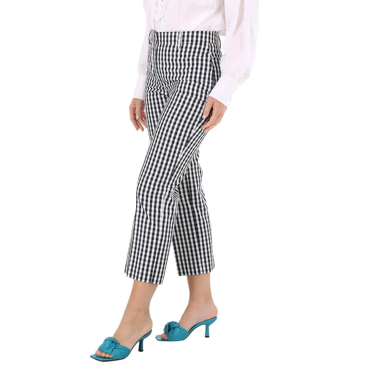 Ladies patterned cropped trousers deals