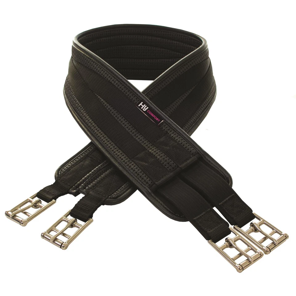 Hy Equestrian Waffelgurt elastisch ein Ende - schwarz