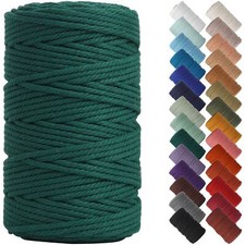 Dark Green 4mm Macrame Cord 109 Yards Cotton Rope for Knitting and DIY Crafts