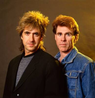 Brent Bourgeois and American musician Larry Tagg 1980s Music Old Photo