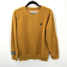 Dutch Bros Coffee Size Small Mustard Gold Terry Crewneck Pullover Sweatshirt