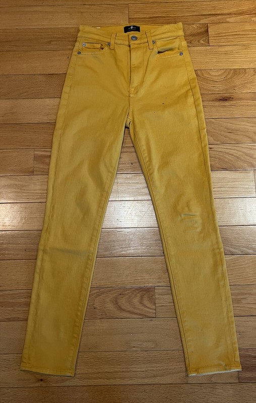 Seven for all mankind ladies size 24 mustard skinny stretch jeans pants
