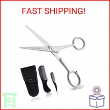 Ontaki German Steel Beard Scissors - 5-Inch, Silver, 1 Count - Beard Grooming Sh
