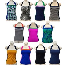 BODEN Tankini Top Halter Santorini Black Blue Pink Pattern Swimming Size 8 - 20